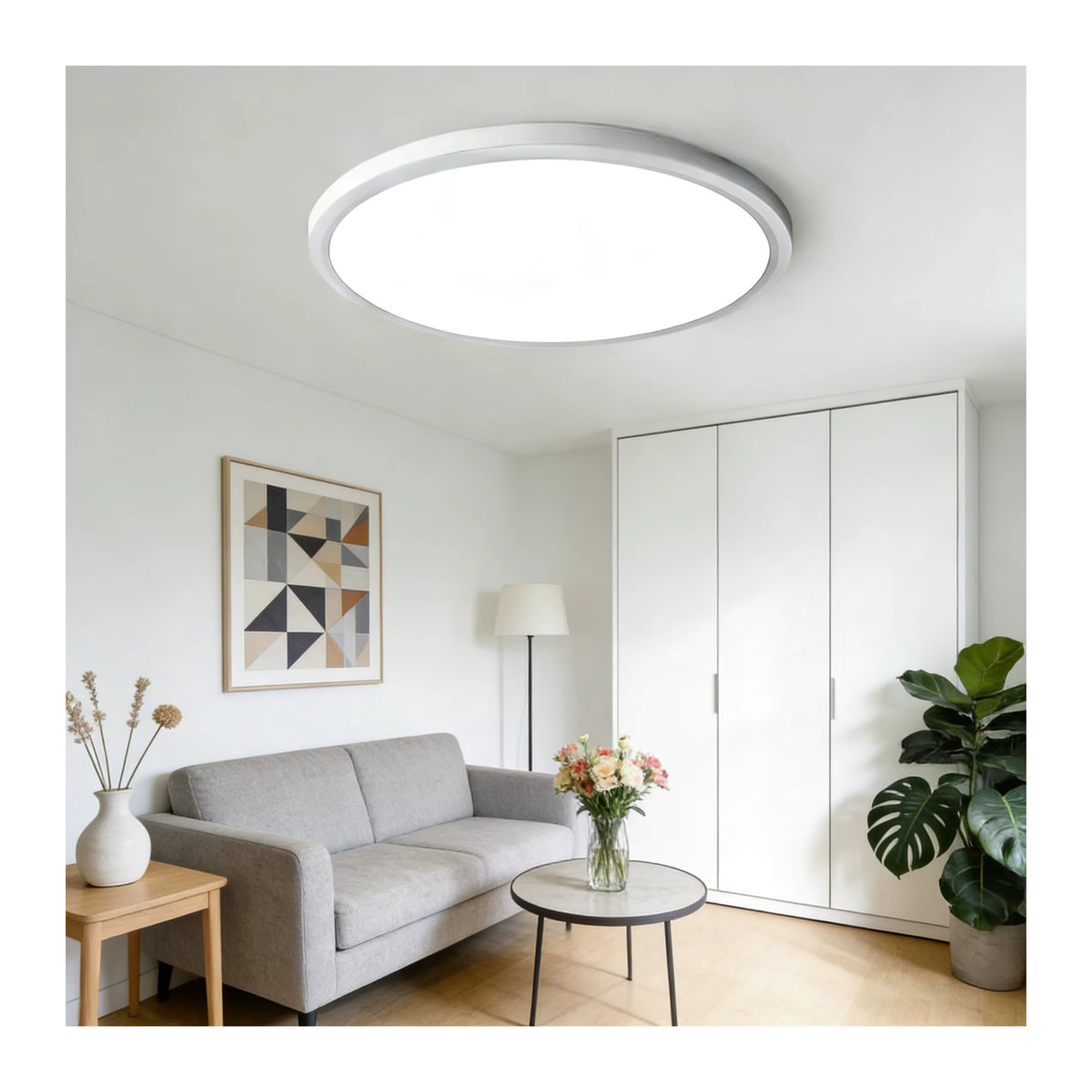 MARPOU Moderne LED Deckenleuchte in Weiß, minimalistisches Design, 44 W, Durchmesser: 50 cm - Bild 5