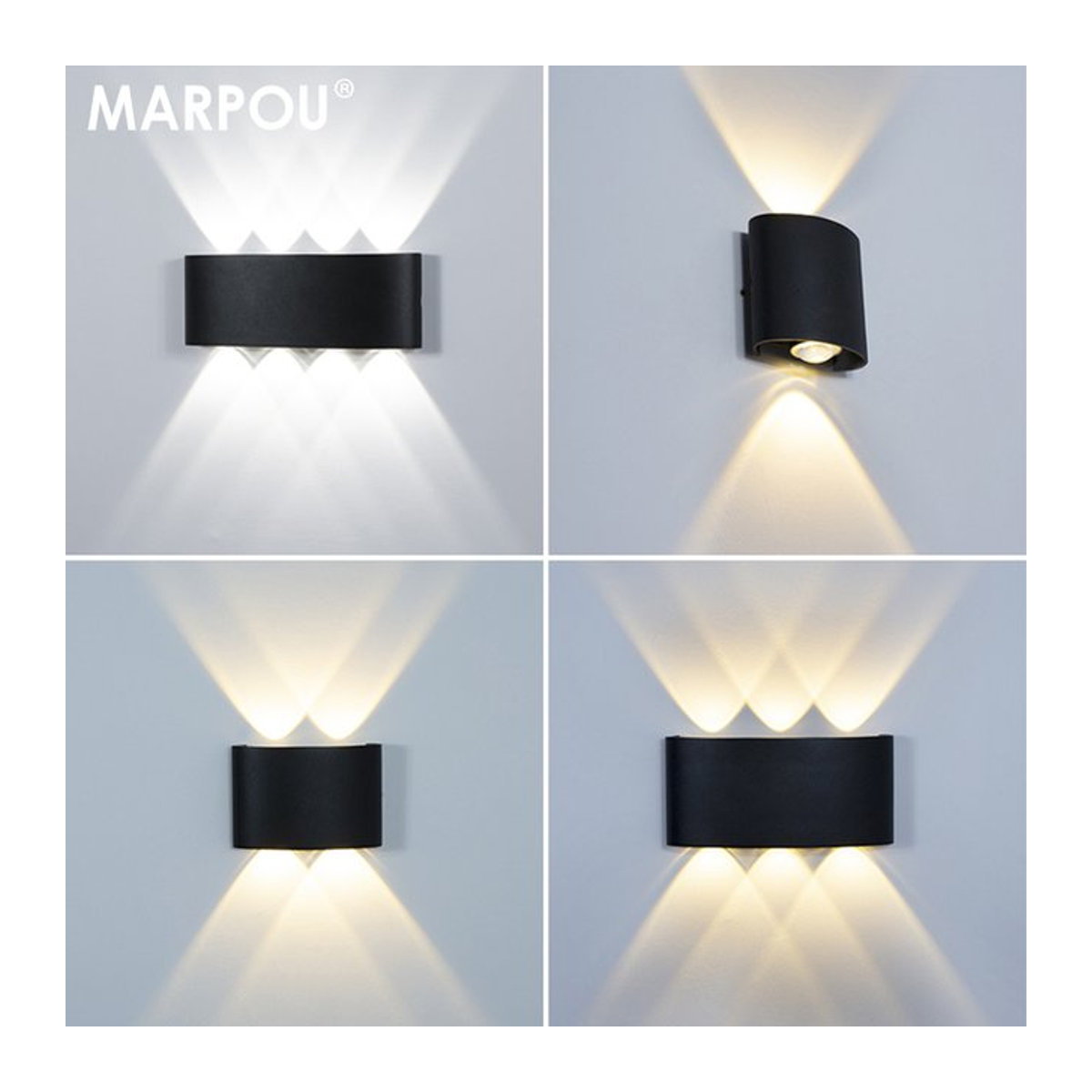 MARPOU Moderne LED-Wandleuchte Schwarz IP65 Wasserdicht für Außen und Innen - Bild 1