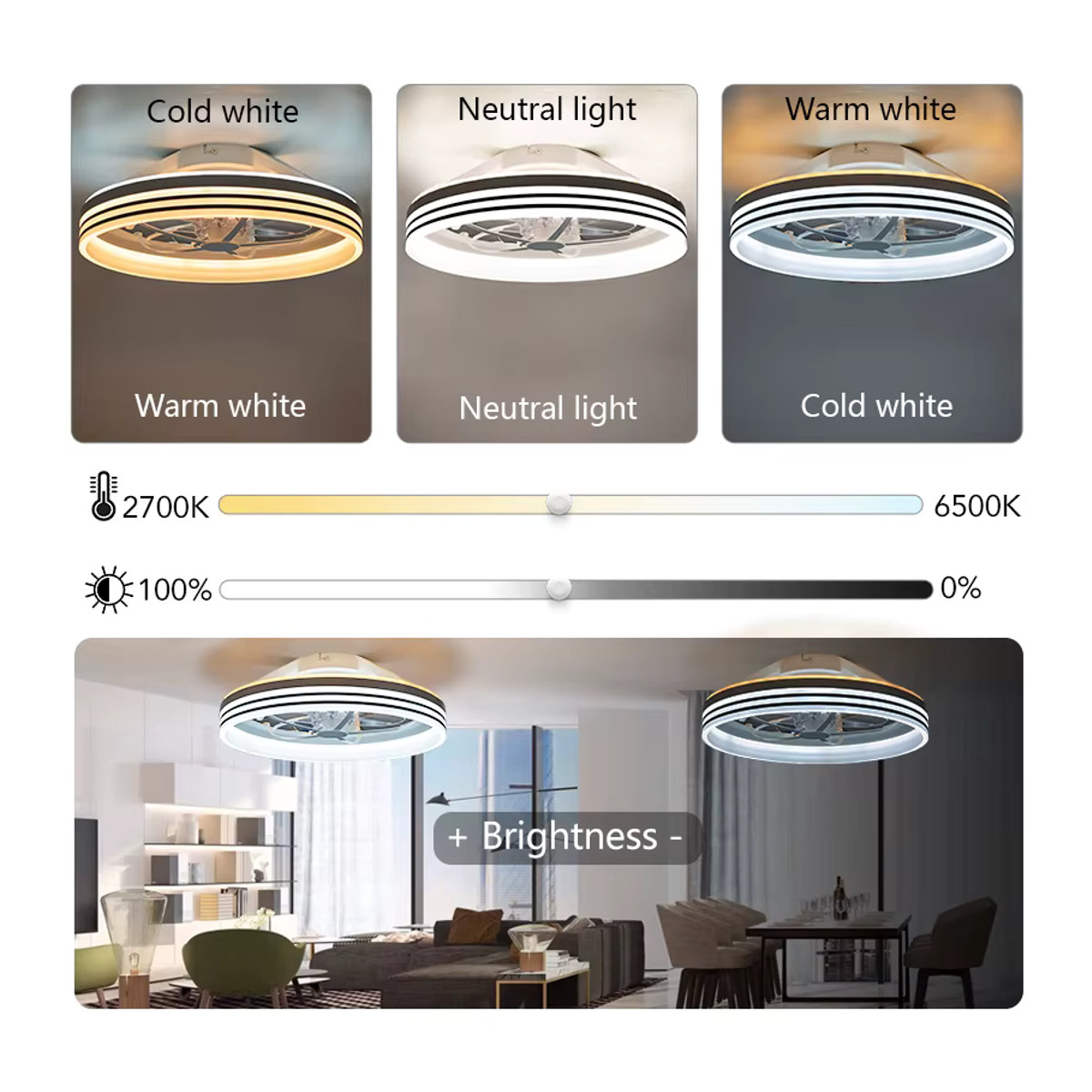 MARPOU Moderner Deckenventilator mit integriertem LED-Licht, RGB Musik-Kronleuchter, Fernbedienung und App-Steuerung - Bild 3