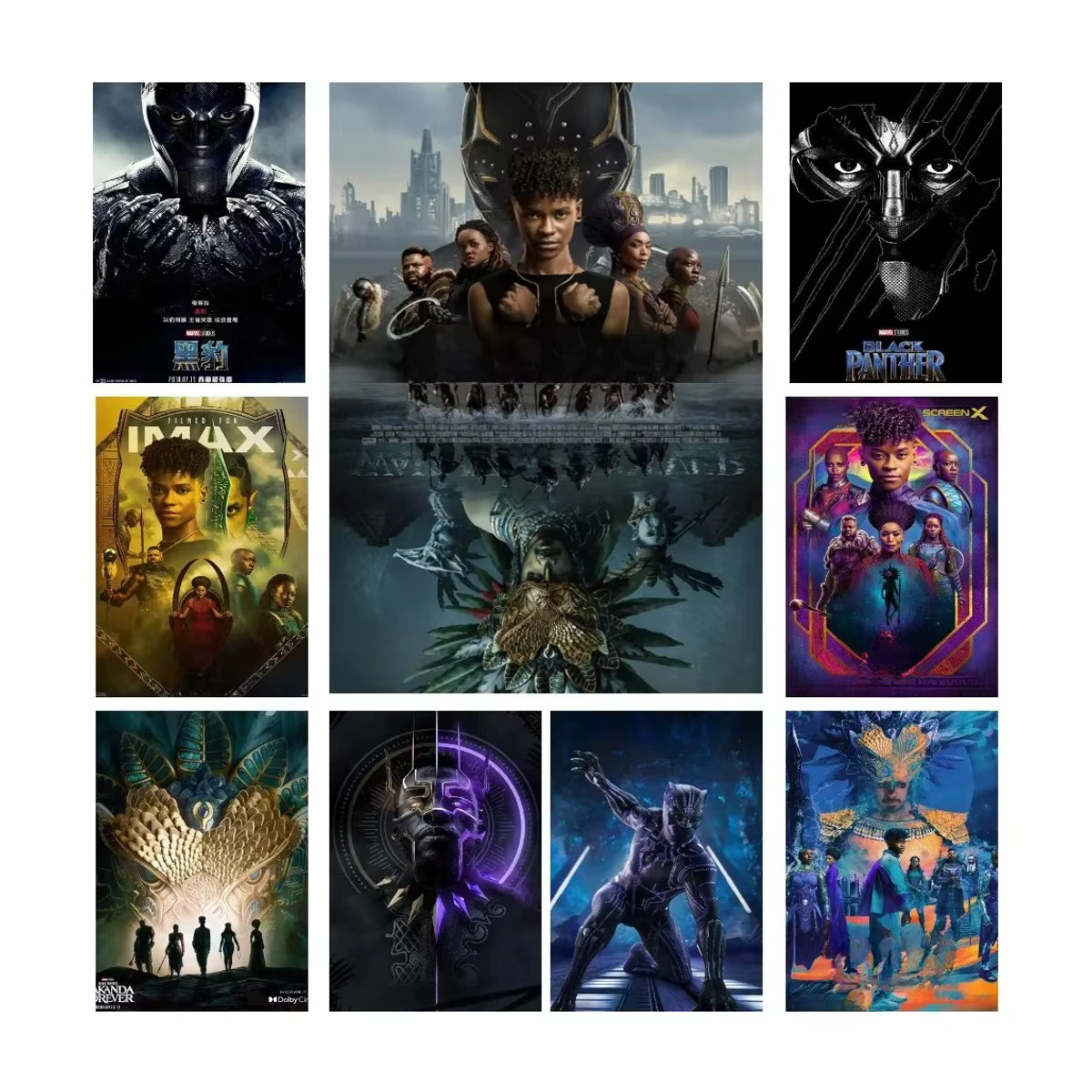 Marvel Black Panther Poster Porträt Wandkunst aus Papier in Schwarz und Mehrfarbig für dein Zuhause - Bild 7