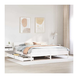 Massivholzbett Vidaxl aus Kiefernholz in Weiß im skandinavischen Design, B/T/H: 160 x 200 x 71,5 x 165,5 cm