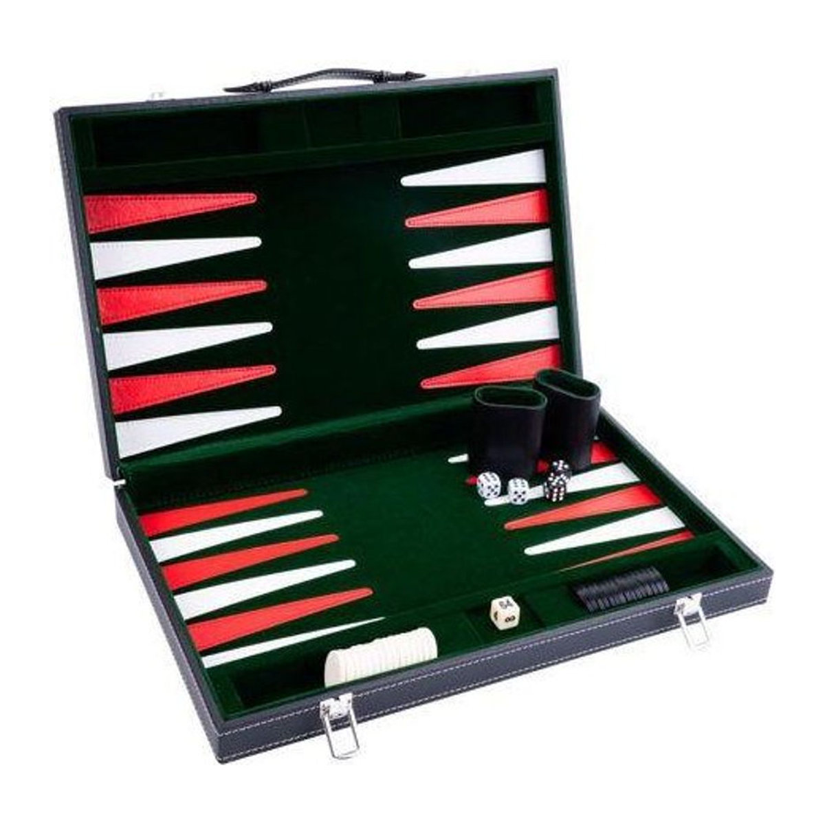 Matgames Backgammon Brettspiel 21 Zoll in Weiß und Grün mit Perlenwürfeln und Chips - Bild 1