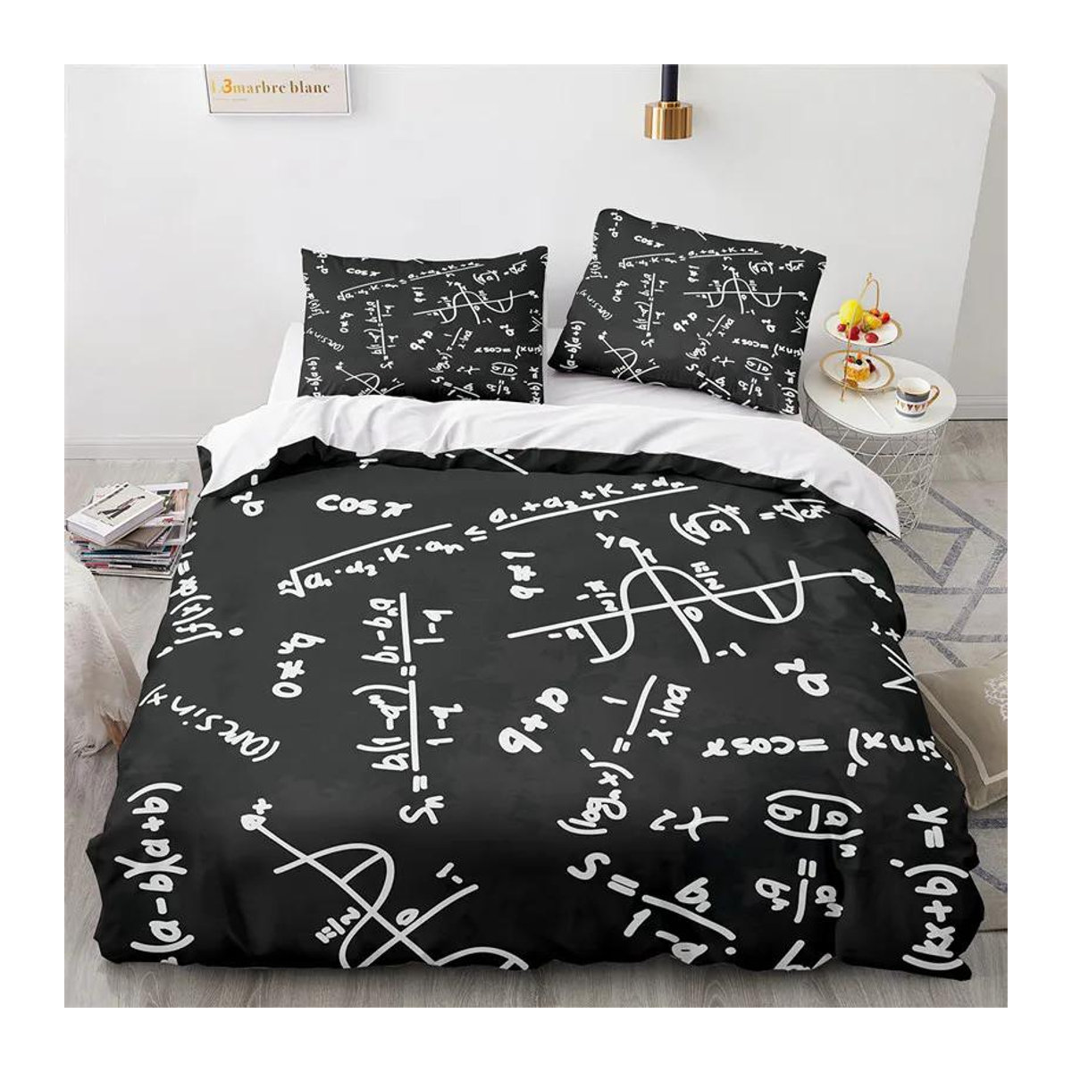 Mathe Geometrie König Bettwäsche Set mit Gehirnmuster Druck für Kinder Jugendliche und Erwachsene EU Single B/B/H: 135 x 200 cm - Bild 1