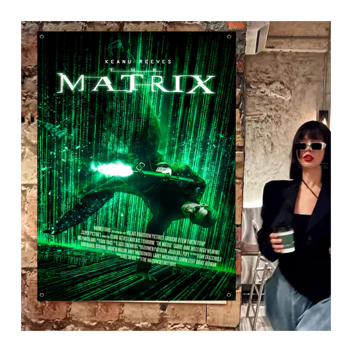 Matrix Film Anime Banner Flagge in Grün für Wohnzimmer und Wohnheim Dekor - Bild 1