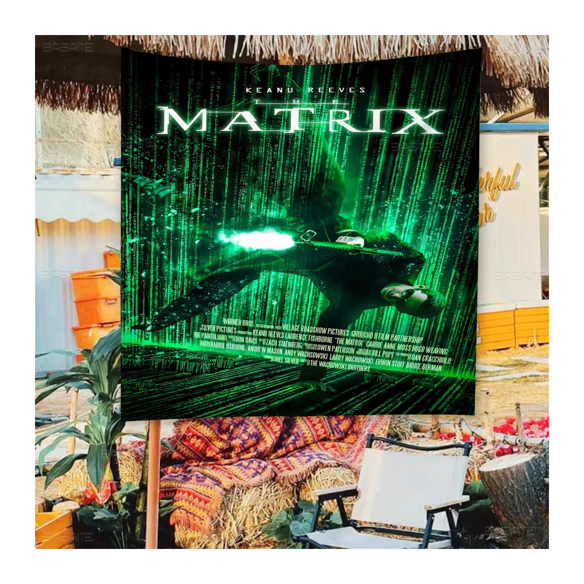 Matrix Film Anime Banner Flagge in Grün für Wohnzimmer und Wohnheim Dekor - Bild 2