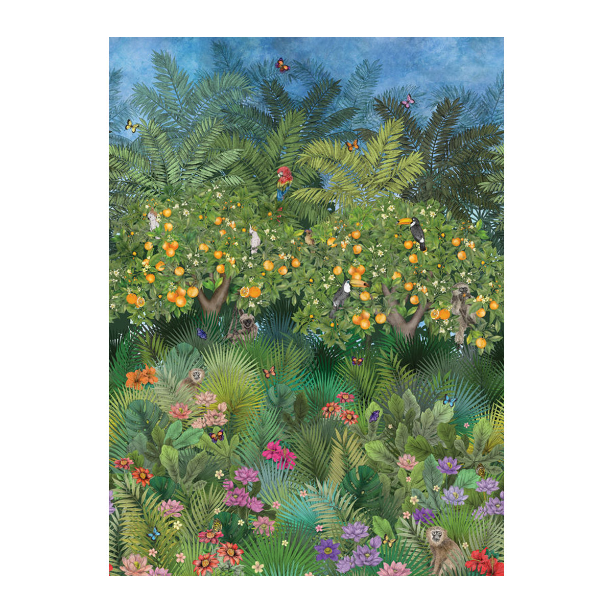 Matthew Williamson Wandbild Orange Grove Botanische Vlies Tapete Mehrfarbig Hochformat - Bild 2