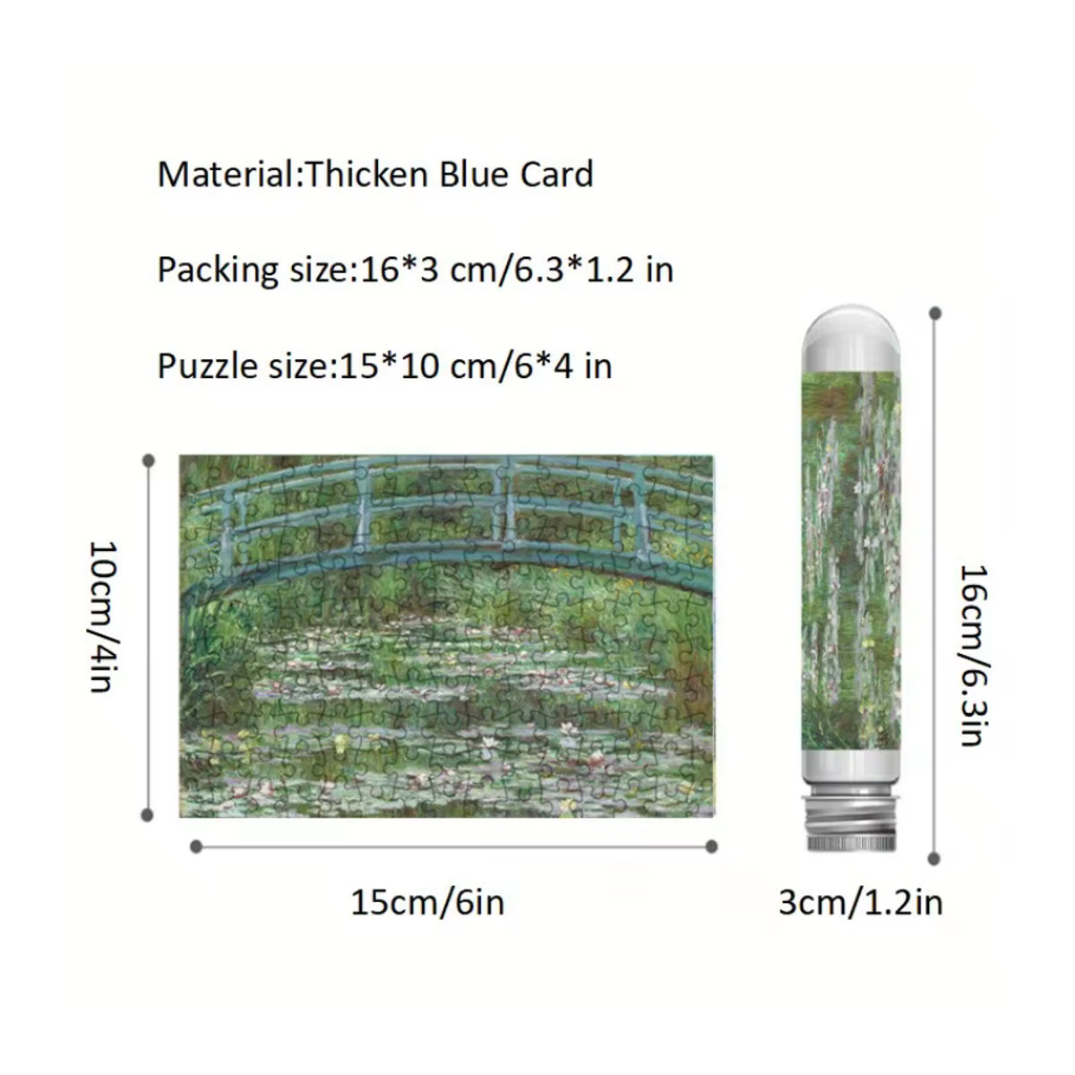MaxRenard Mini-Reagenzglas-Puzzle Seerosen von Monet mit 150 Teilen in Mehrfarbig - Bild 3