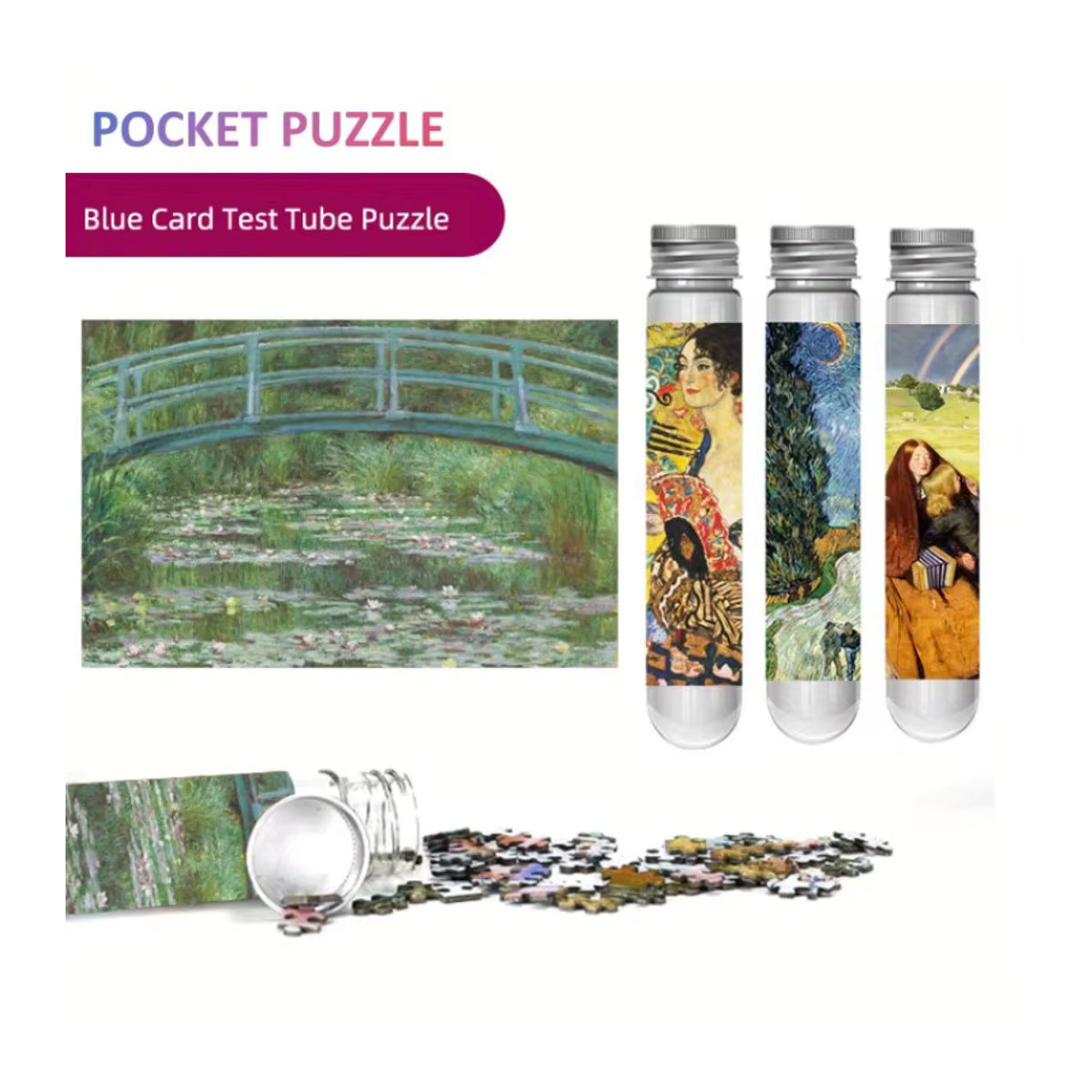 MaxRenard Mini-Reagenzglas-Puzzle Seerosen von Monet mit 150 Teilen in Mehrfarbig - Bild 5