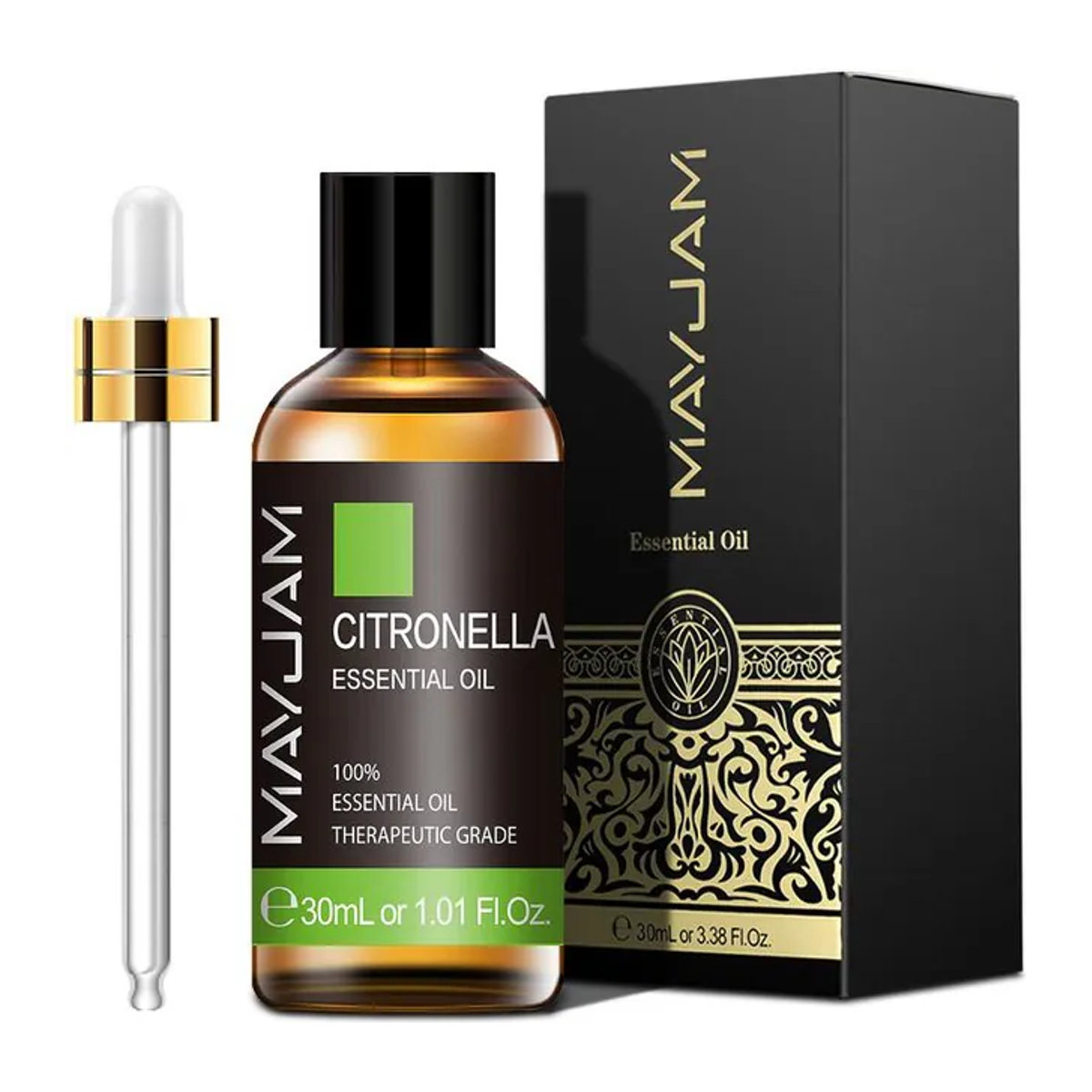 MAYJAM Ätherische Öle Set mit Lavendel, Zimt, Teebaum, Minze und Citronella in braunen Glasflaschen, 30 ml - Bild 1