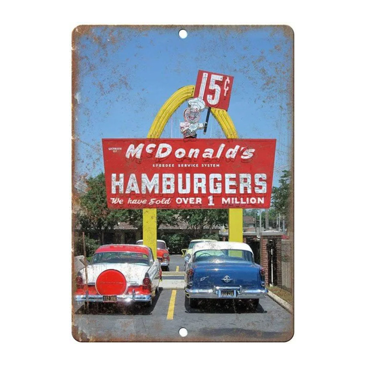 McDonalds Hamburger Vintage Metallschild aus Aluminium in Mehrfarbig für deine Wanddekoration - Bild 1