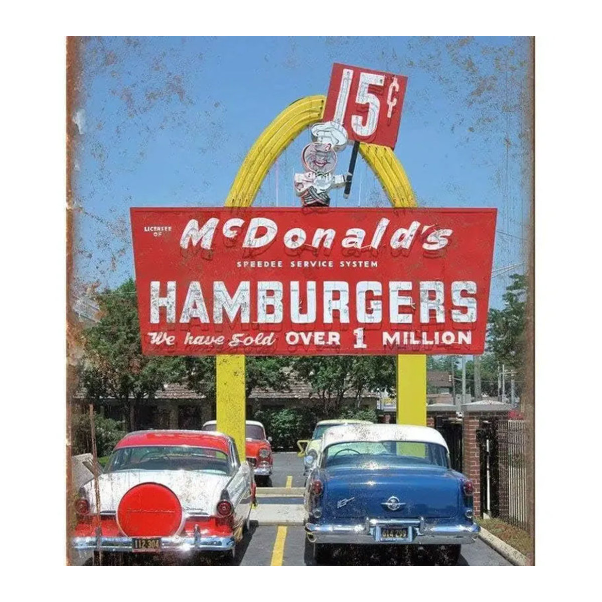 McDonalds Hamburger Vintage Metallschild aus Aluminium in Mehrfarbig für deine Wanddekoration - Bild 2