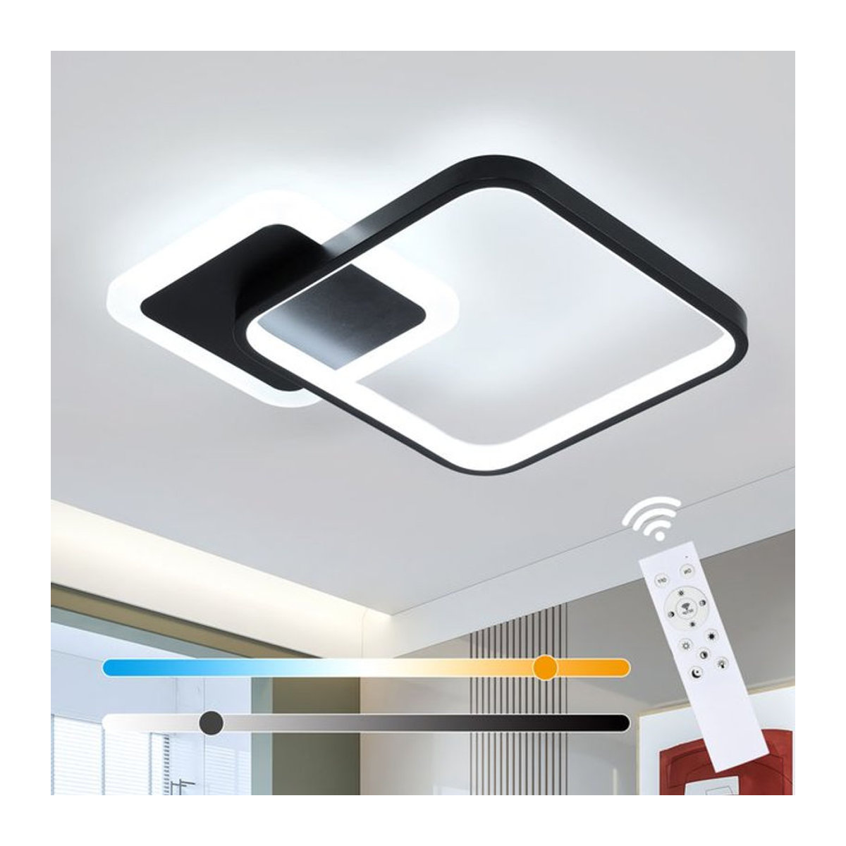 Mckalen LED Deckenleuchte Modern in Schwarz mit Fernbedienung und dimmbarer Helligkeit 20W - Bild 1