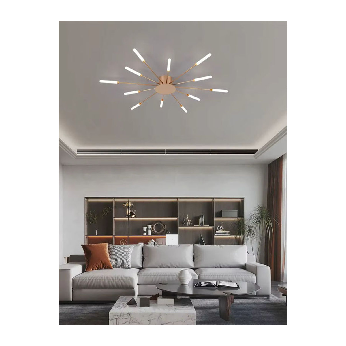 Mckalen Moderne LED-Deckenleuchte im Feuerwerk-Design mit 12 Köpfen, Neutralweiß, Gold - Bild 5