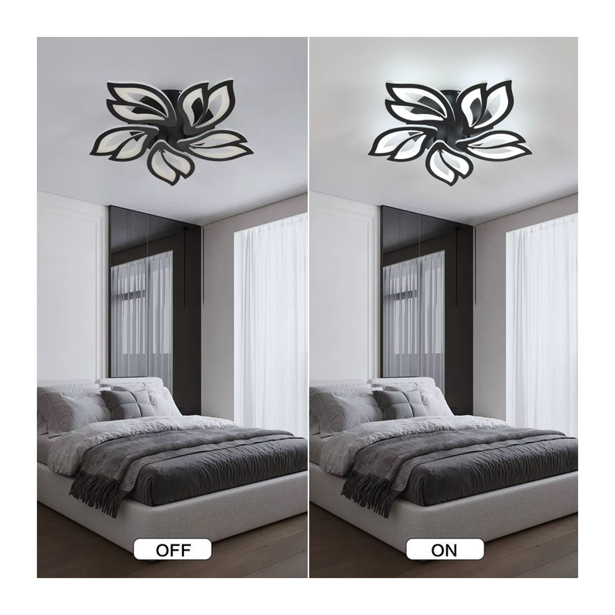 Mckalen Moderne LED-Deckenleuchte in Schwarz oder Weiß mit Blütenblatt-Design, App-gesteuert und dimmbar - Bild 3