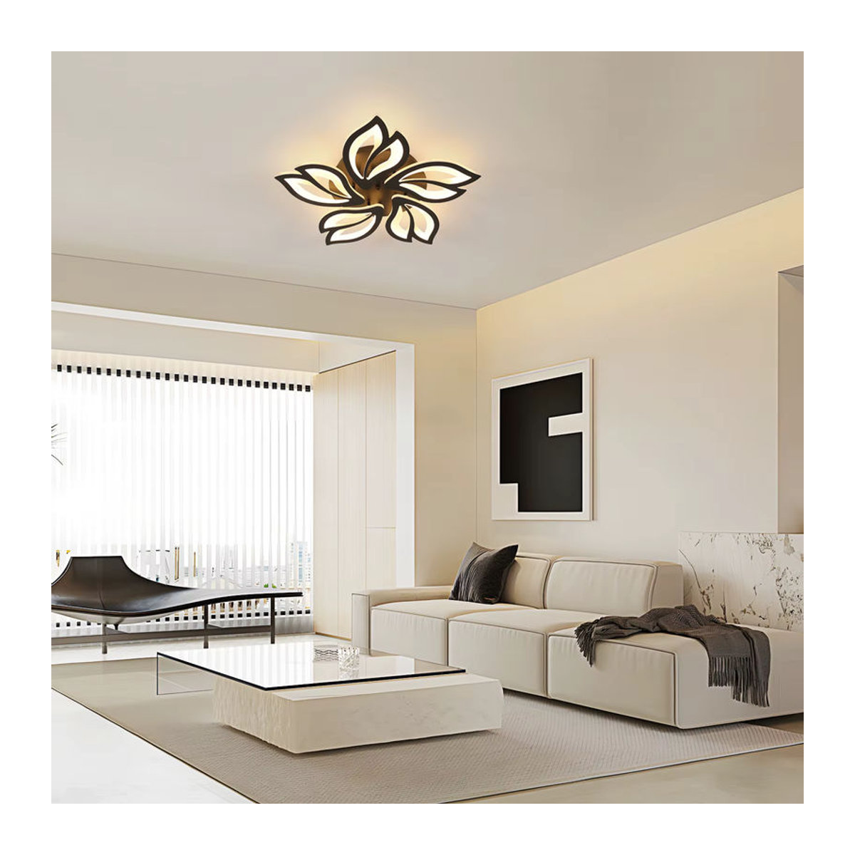 Mckalen Moderne LED-Deckenleuchte in Schwarz oder Weiß mit Blütenblatt-Design, App-gesteuert und dimmbar - Bild 5