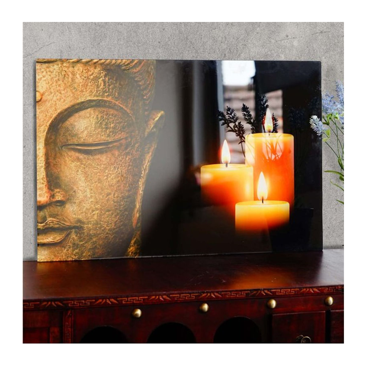 MCW Glasbild Buddha Porträt Motiv in mehrfarbig, Wandbild Acrylglas Hochformat, B: 40 cm, H: 60 cm - Bild 1