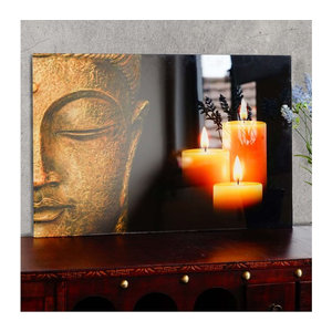 MCW Glasbild Buddha Porträt Motiv in mehrfarbig, Wandbild Acrylglas Hochformat, B: 40 cm, H: 60 cm