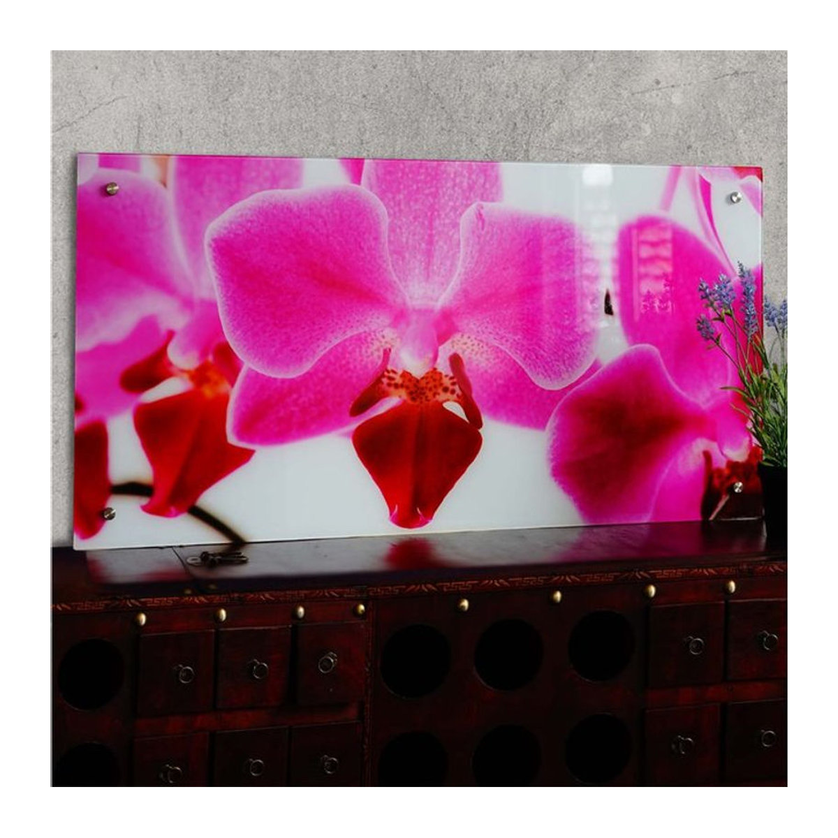 MCW Glasbild Orchidee Motiv, Wandbild Floral, mehrfarbig, B: 100 cm, H: 50 cm - Bild 1