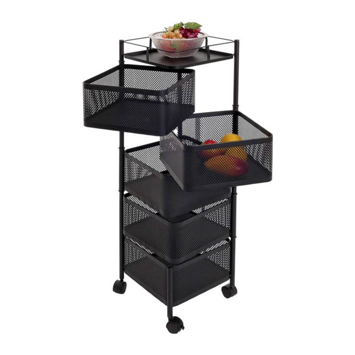 MCW Rollregal MCW-N52 Multifunktionsregal mit schwenkbaren Körben aus Eisen in Schwarz, H x B x T: 94 x 30 x 30 cm - Bild 1