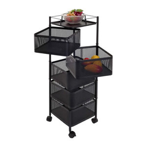 MCW Rollregal MCW-N52 Multifunktionsregal mit schwenkbaren Körben aus Eisen in Schwarz, H x B x T: 94 x 30 x 30 cm