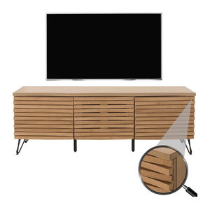 MCW TV-Schrank Lowboard MCW-M49 in Natur mit 3D-Design Staufächern, Modernes TV-Rack aus MDF und Metall, B/T/H: 142 x 44 x 52 cm
