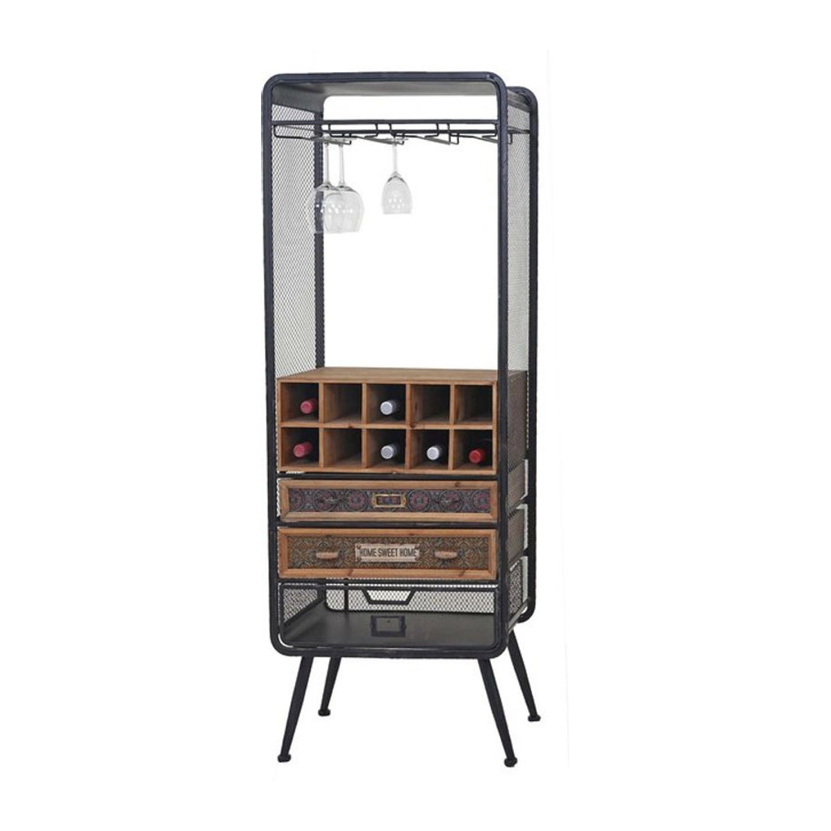 MCW Weinregal MCW-C91 Barschrank aus Holz in Natur Braun im Retro Industrial Design für 10 Flaschen, H x B x T: 157 x 57 x 38 cm - Bild 1