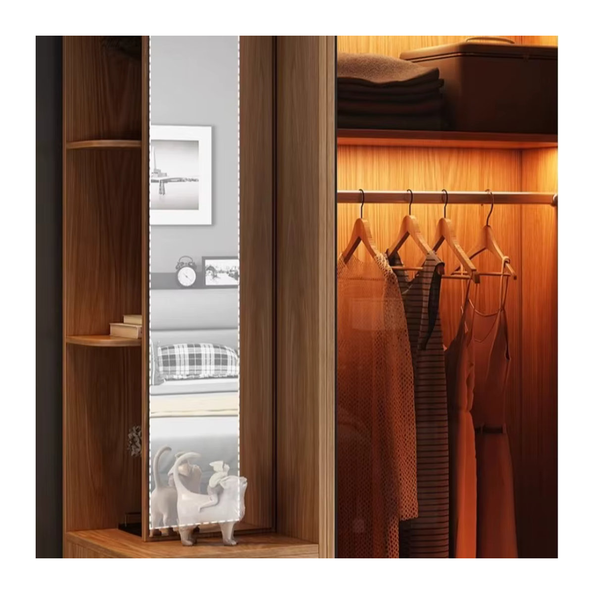 MDNG Schiebetür-Kleiderschrank aus Glas und Holz mit freistehendem Design - Bild 3