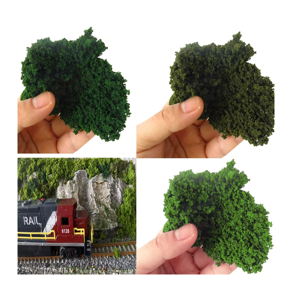MDWD Miniatur Sträucher und Büsche in Grün für Modellbau und Eisenbahn Layout aus Schwamm-Material - Bild 3