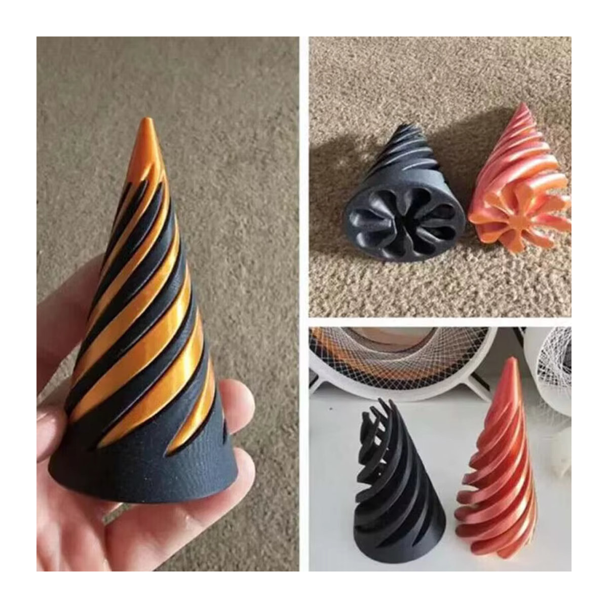Meade Spiralkegel Zappelspielzeug aus Kunststoff, mehrfarbige 3D-gedruckte Helix-Schraube als geometrische Dekompressions-Skulptur und Impossible Pyramide - Bild 4
