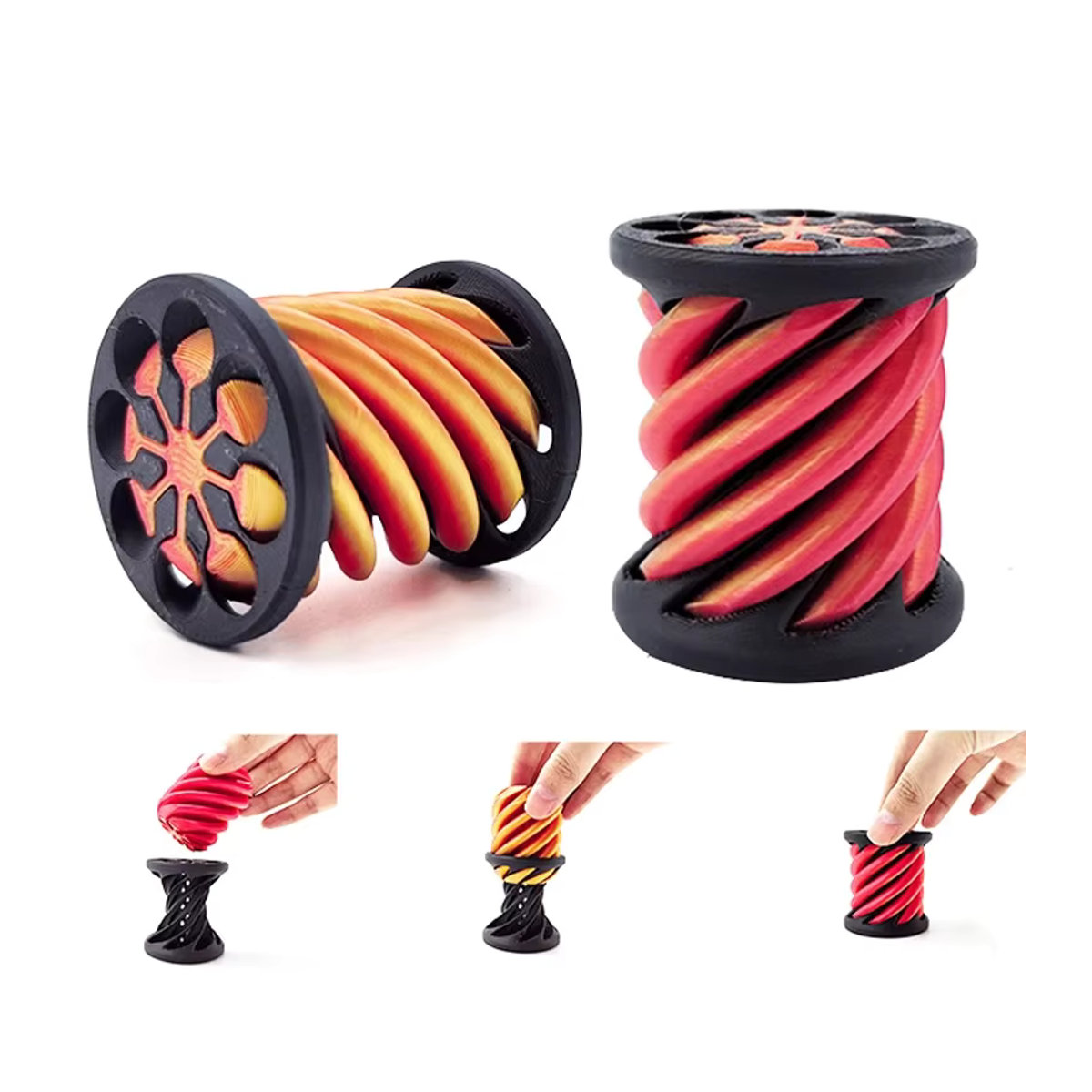 Meade Spiralkegel Zappelspielzeug aus Kunststoff, mehrfarbige 3D-gedruckte Helix-Schraube als geometrische Dekompressions-Skulptur und Impossible Pyramide - Bild 6