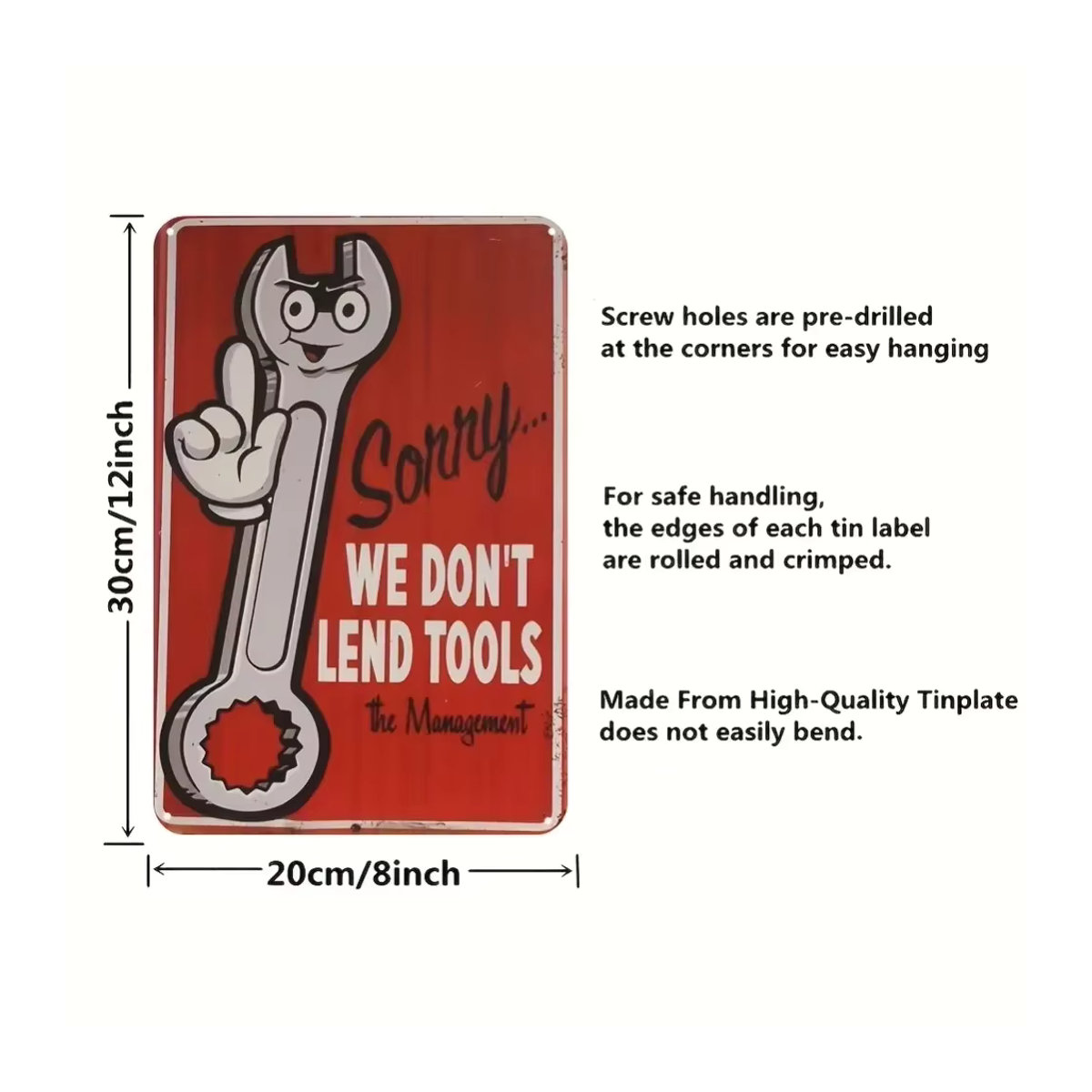 MechanicWitPro Metalldekor Vorgebohrtes Warnschild Touch My Tools für die Garage, Rechteckig, Breite: 30,0 cm, Höhe: 20,0 cm, Tiefe: 1,0 cm - Bild 2