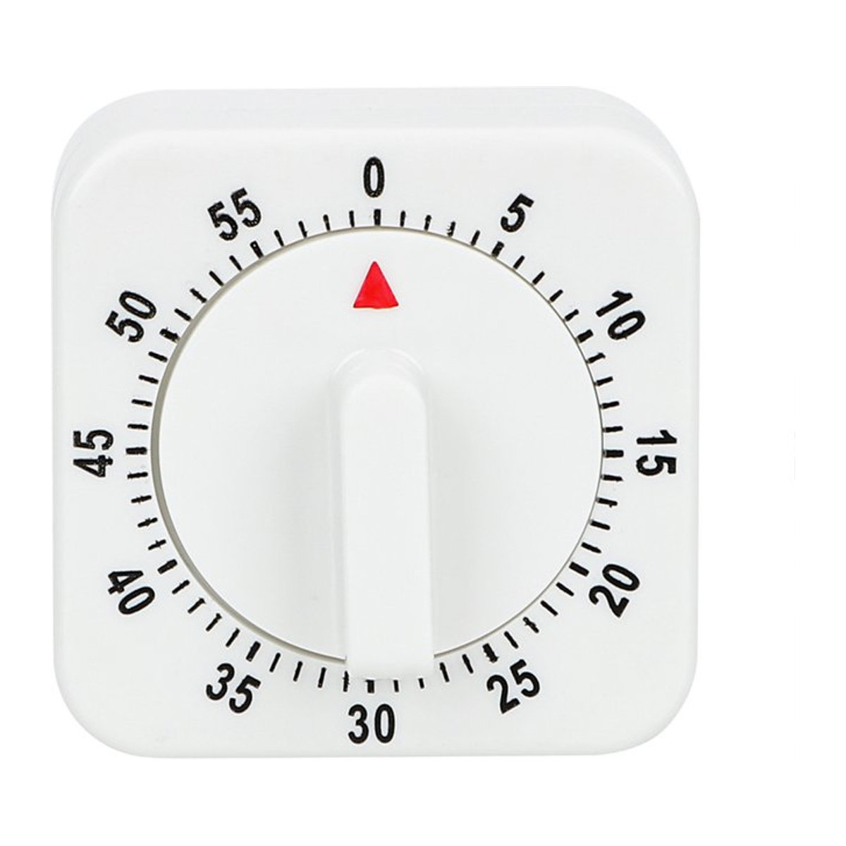 Mechanischer Küchentimer mit 60 Minuten Countdown und Alarm in Weiß, quadratisch - Bild 1