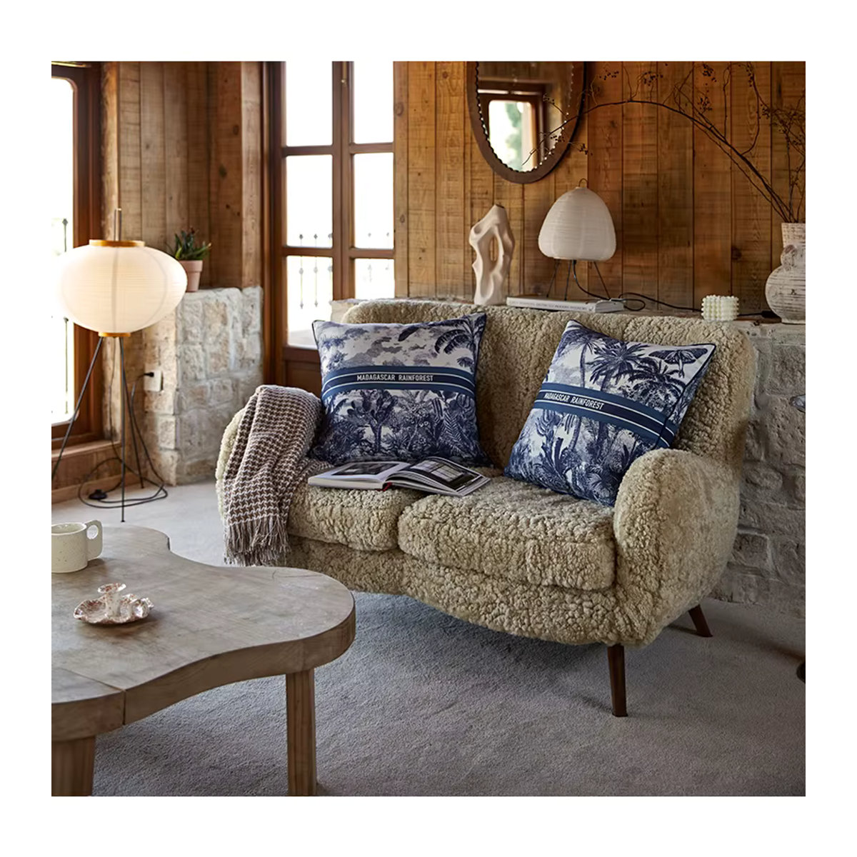 Medicci Hause Kissenbezug Madagaskar Regenwald im Toile De Jouy Stil, Blau, 45 x 45 cm - Bild 3