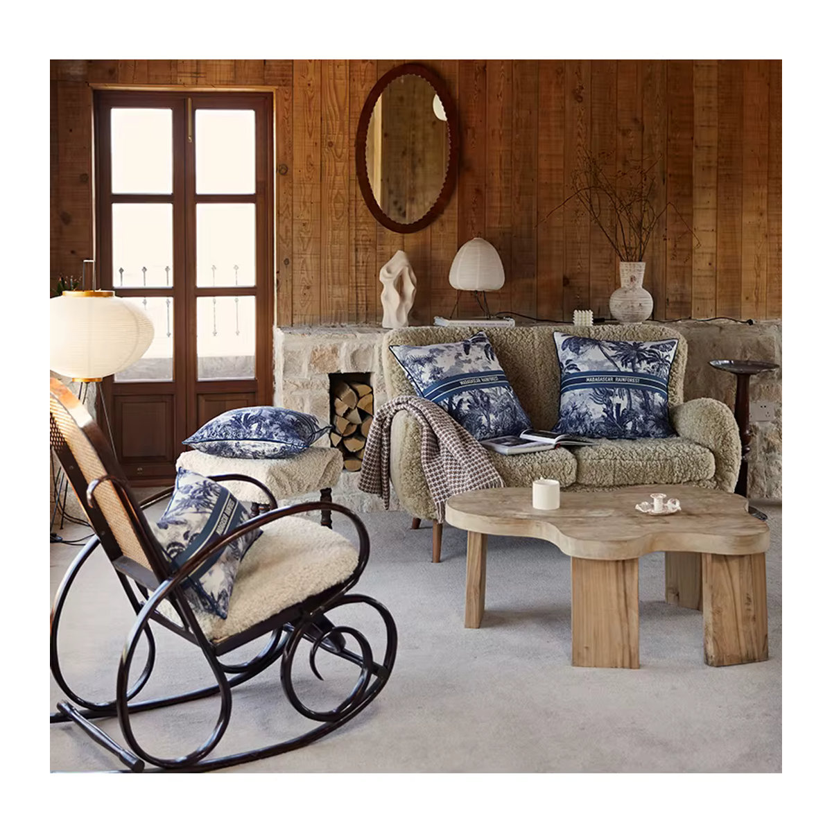 Medicci Hause Kissenbezug Madagaskar Regenwald im Toile De Jouy Stil, Blau, 45 x 45 cm - Bild 4