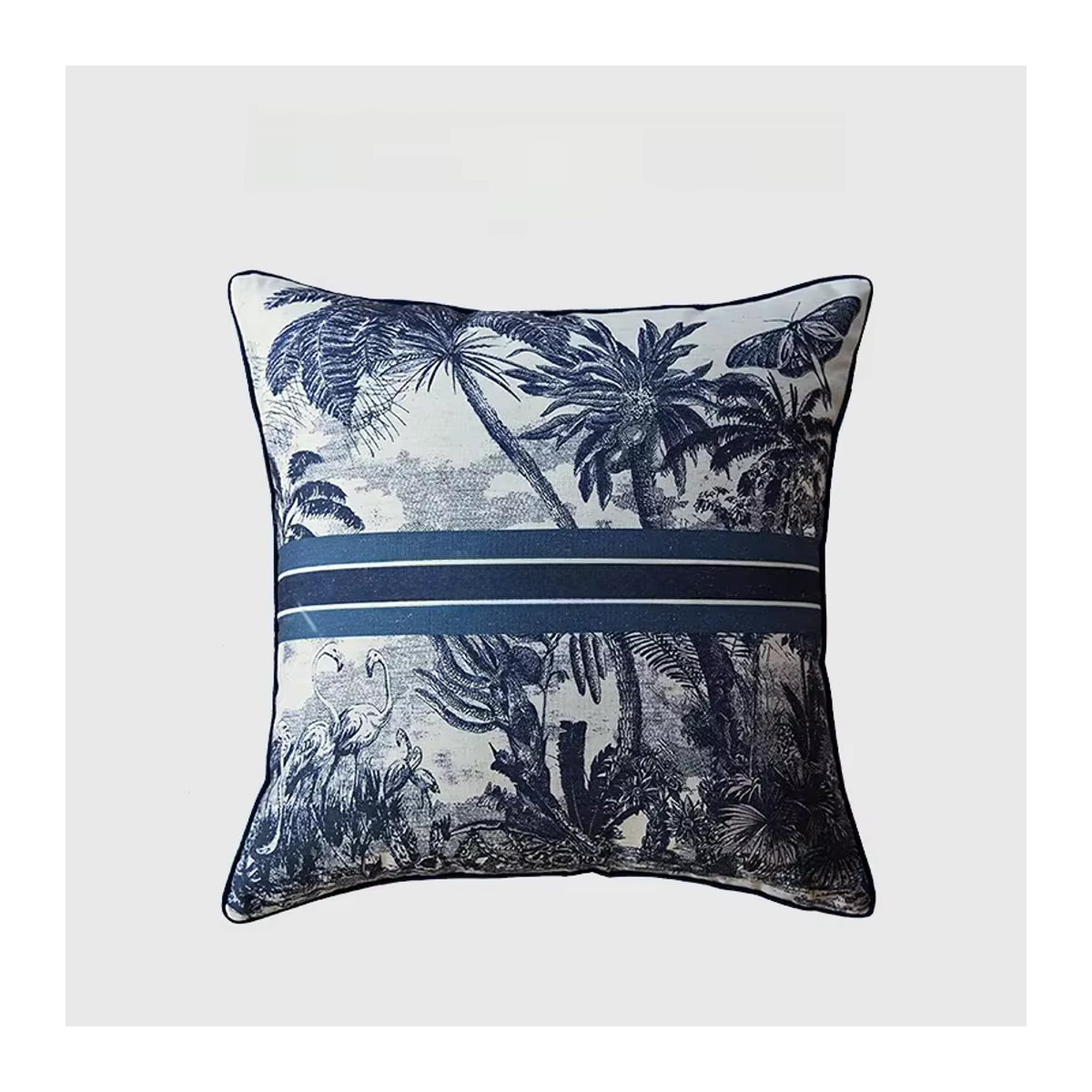 Medicci Hause Kissenbezug Madagaskar Regenwald im Toile De Jouy Stil, Blau, 45 x 45 cm - Bild 7