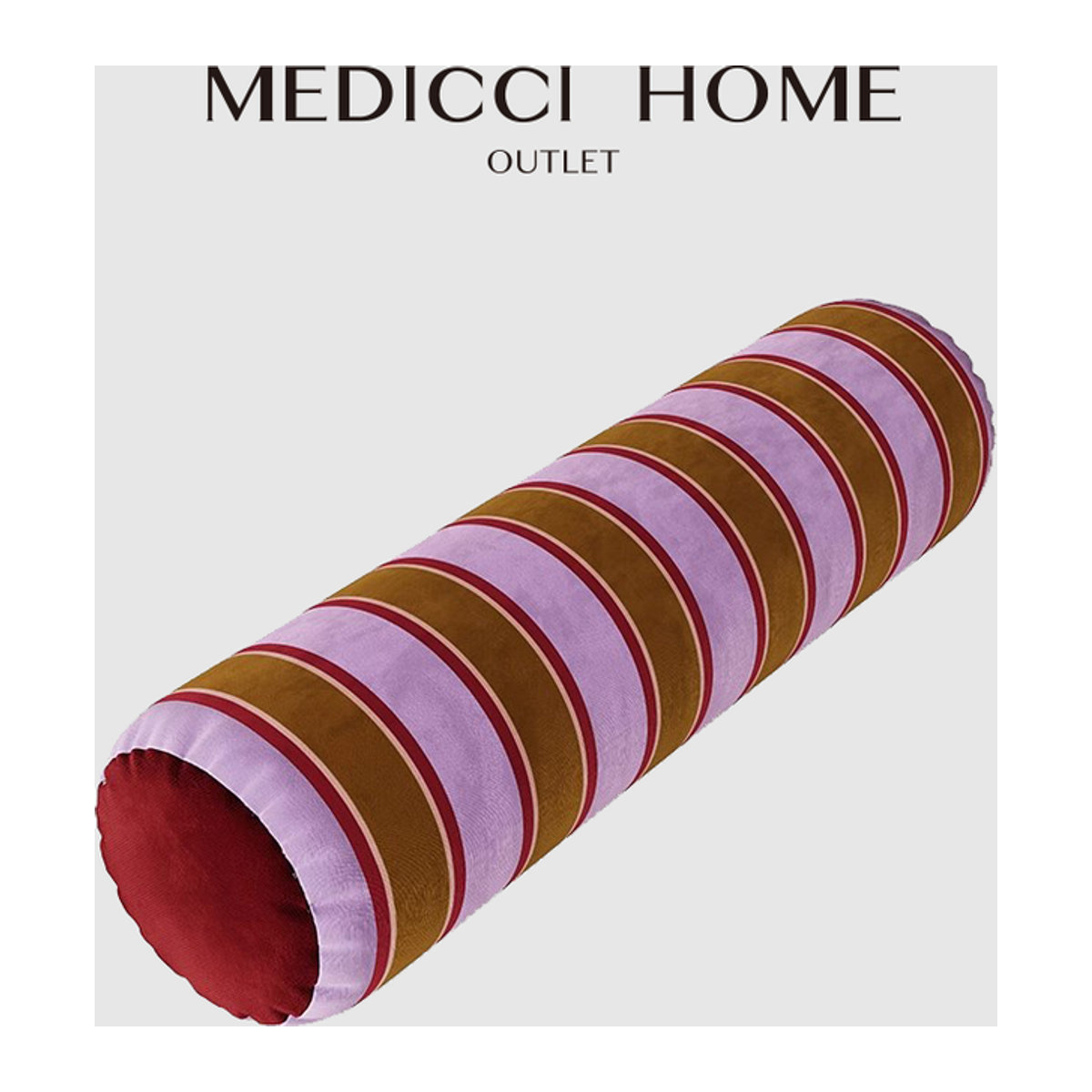 Medicci Home Dekorativer zylindrischer Kissenbezug aus Samt im Retro-Streifen-Design, Rolle, mehrfarbig, B/H: 16 x 60 cm - Bild 1