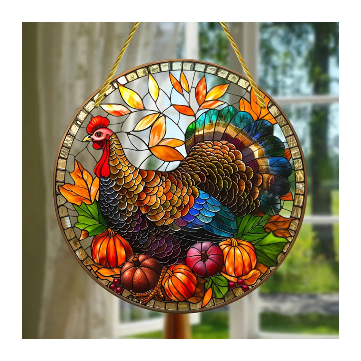 Meerjungfrauen Sonnenfänger aus Glas als dekoratives Fensterornament und Wandschild zum Aufhängen - Bild 1
