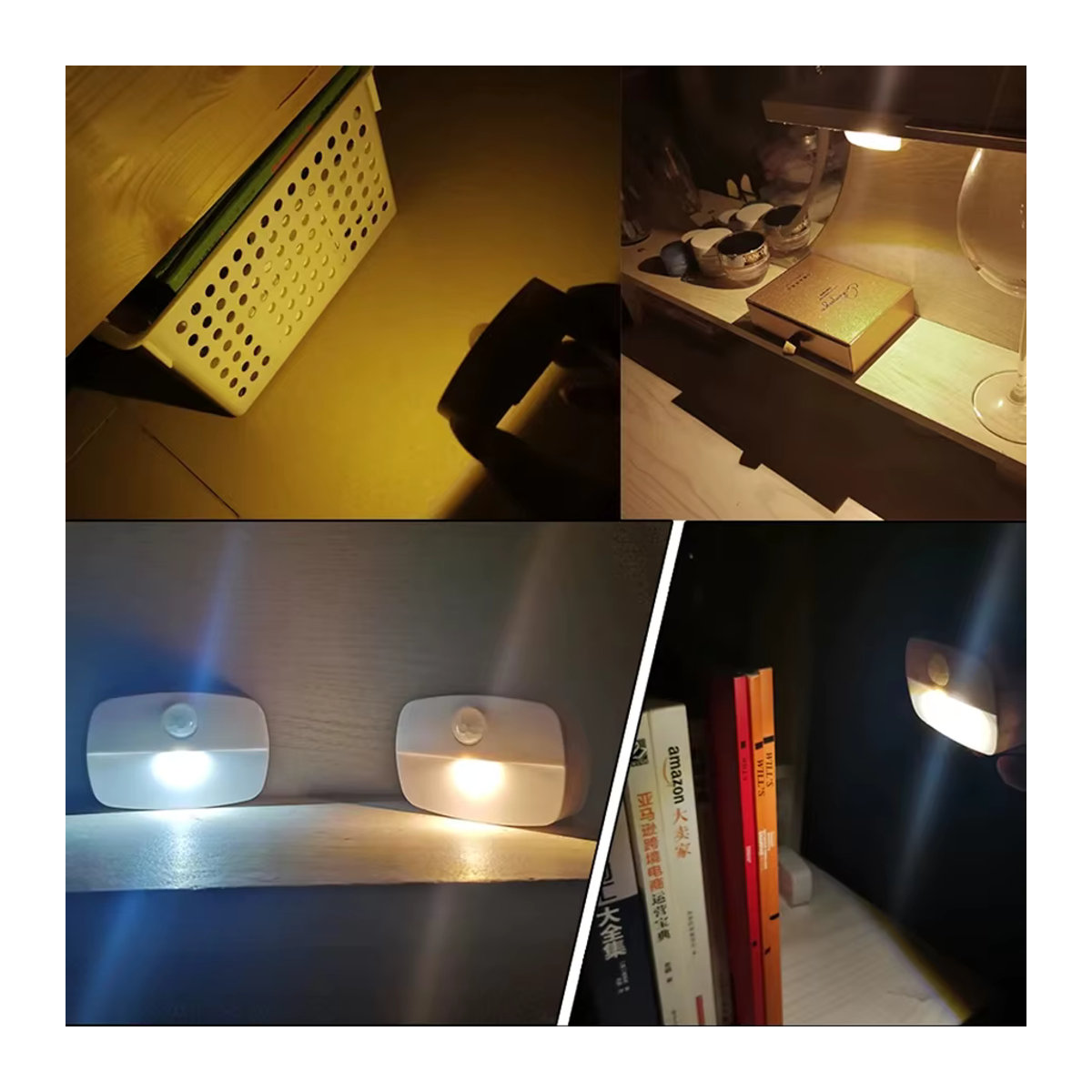 MeeToo 4er Set LED Nachtlicht mit Bewegungssensor, minimalistisches Design, kabellos und batteriebetrieben mit AAA Batterien für Schlafzimmer, Treppe, Schrank und Küche - Bild 2