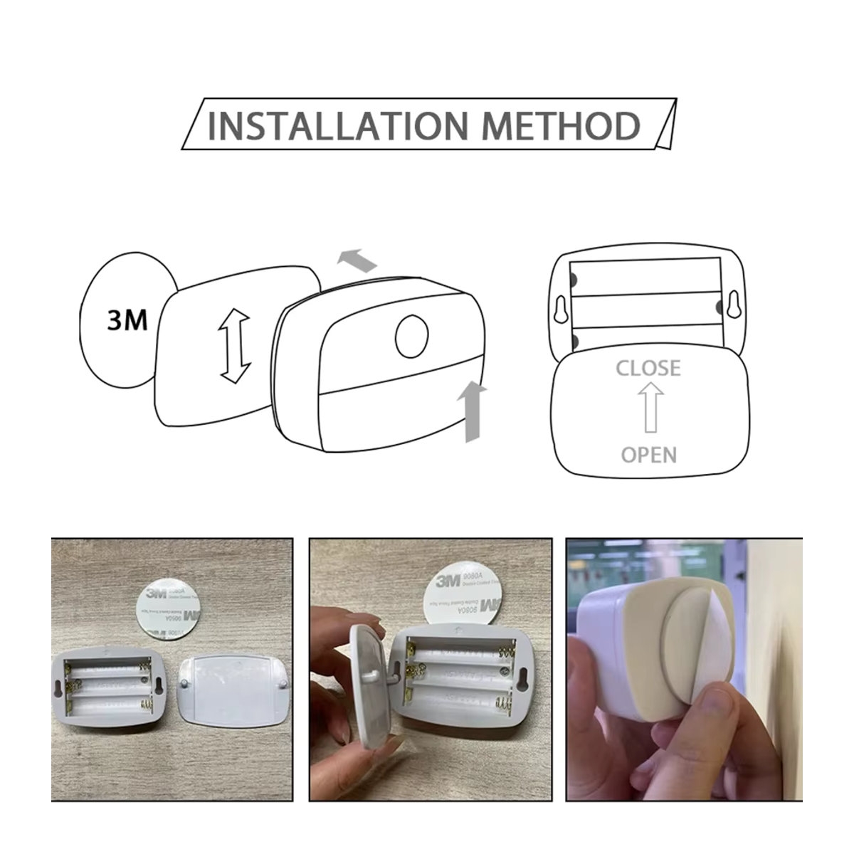 MeeToo 4er Set LED Nachtlicht mit Bewegungssensor, minimalistisches Design, kabellos und batteriebetrieben mit AAA Batterien für Schlafzimmer, Treppe, Schrank und Küche - Bild 5