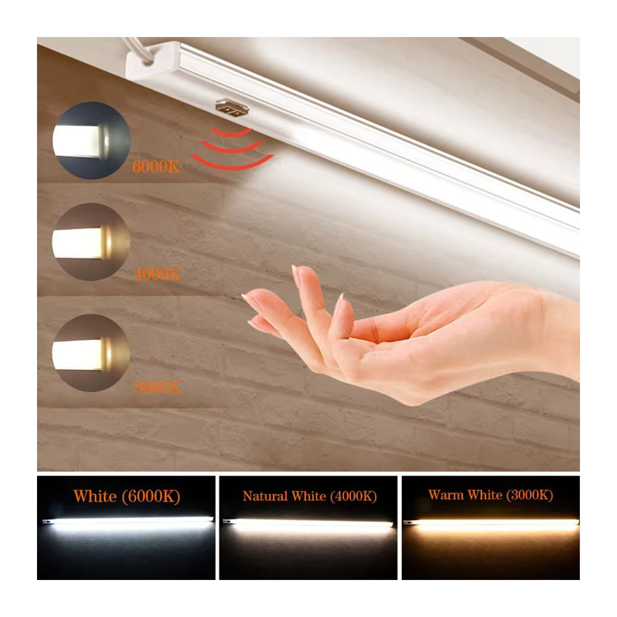 MeeToo LED Lichtleiste aus Aluminium mit Handscan-Bewegungsmelder und USB-C Anschluss, Weiß - Bild 2