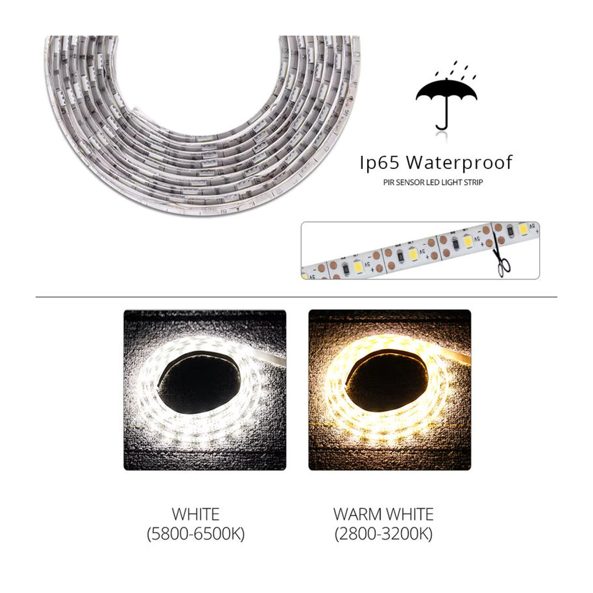 MeeToo LED Möbelbeleuchtung mit Bewegungsmelder als flexibler LED-Streifen in Warmweiß, Weiß, DC 12 V - Bild 2