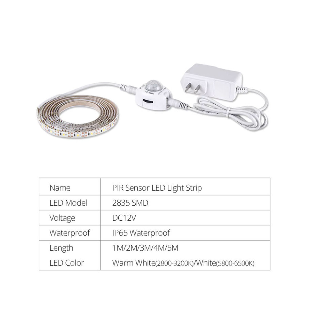 MeeToo LED Möbelbeleuchtung mit Bewegungsmelder als flexibler LED-Streifen in Warmweiß, Weiß, DC 12 V - Bild 3
