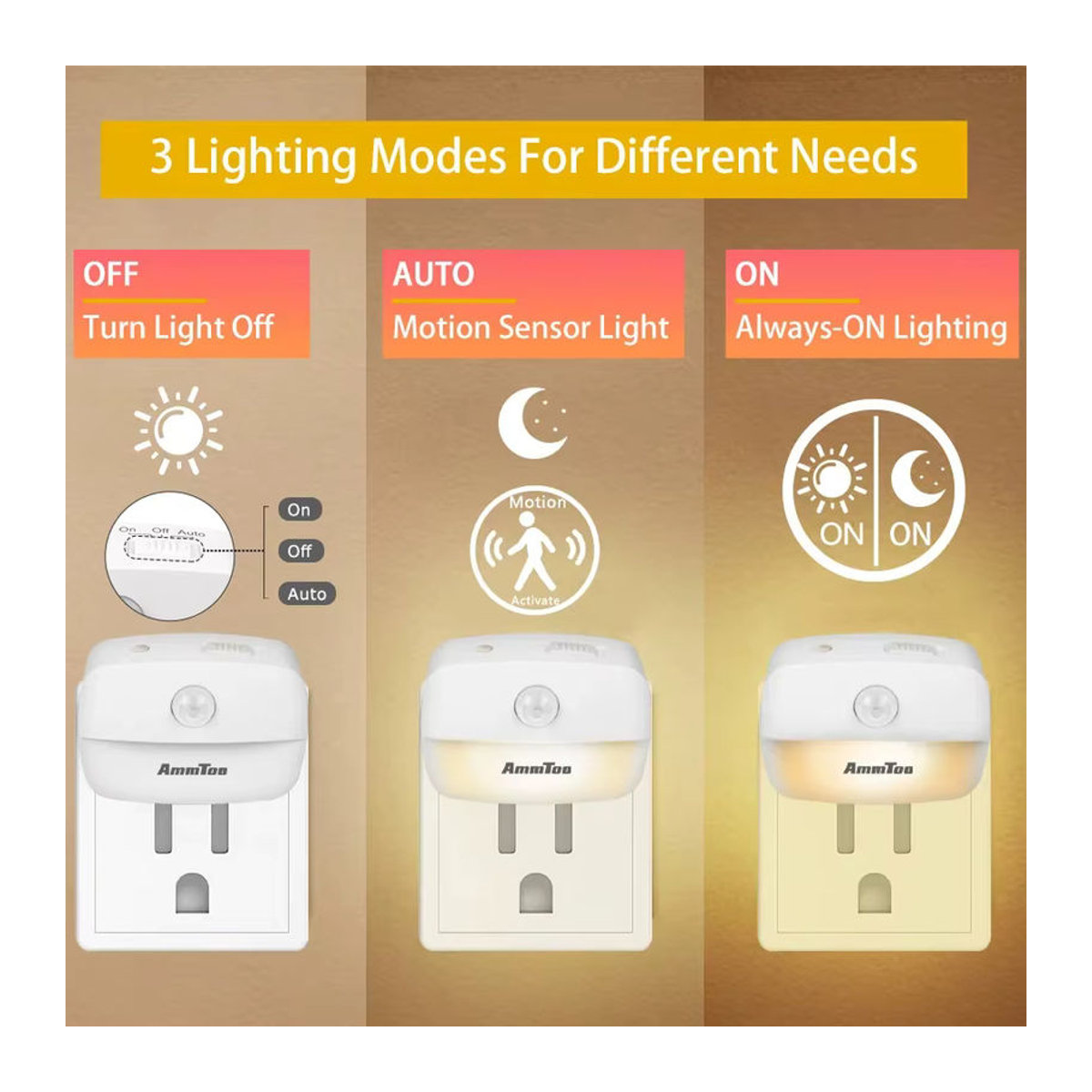 MeeToo LED-Nachtlicht mit Bewegungsmelder in Weiß für 220 V mit EU-Stecker und zweifarbigem Licht in Warmweiß und Weiß - Bild 2