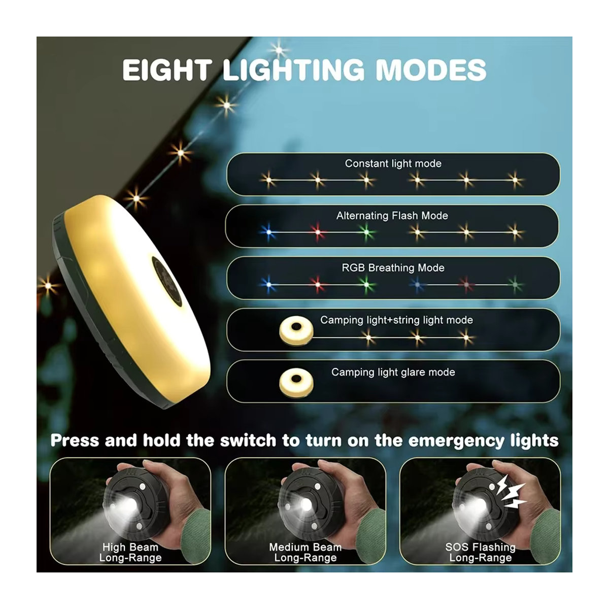 MeeToo LED Reel Lichterkette Outdoor 10 m USB Aufladbar und Solar für Camping, Garten und Zelt - Bild 3