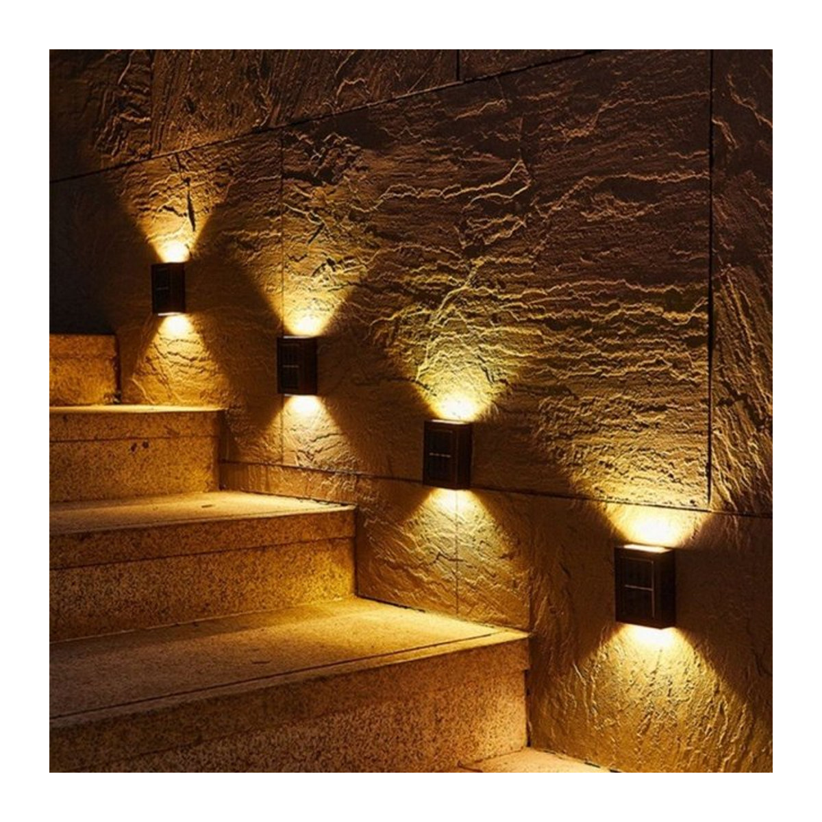 MeeToo LED Solar Wandleuchte Modern Schwarz für Garten und Treppen mit oben und unten Beleuchtung - Bild 1
