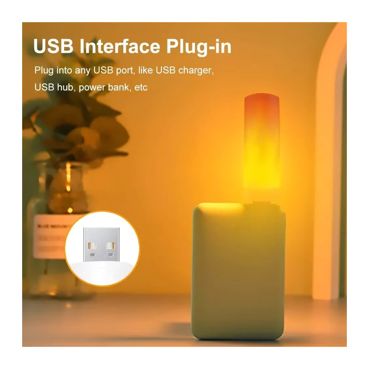 MeeToo USB LED Nachtlampe mit simuliertem Flammen-Effekt in Weiß im minimalistischen Design - Bild 3