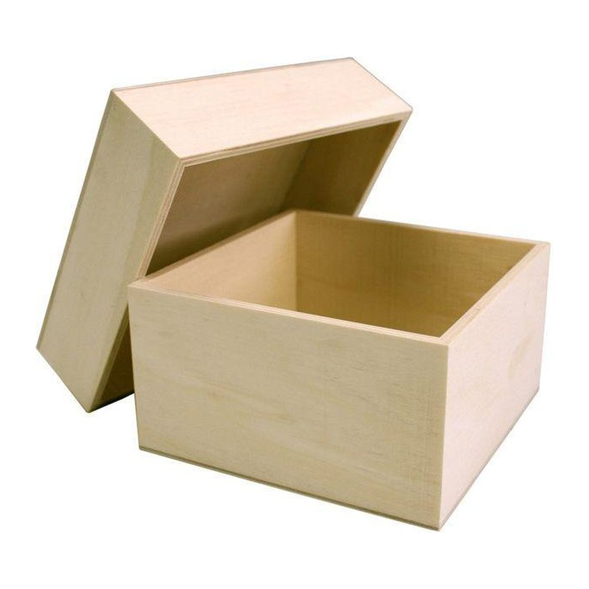 MégaCréa DIY Quadratische Holzkiste beige B: 10 cm, T: 10 cm, H: 5 cm - Bild 1