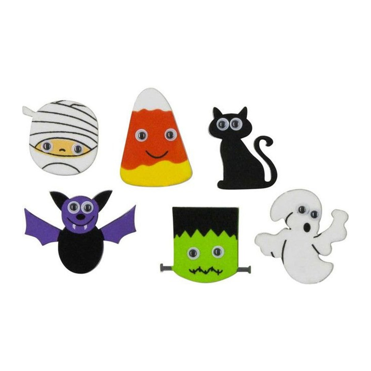 MegaCrea Halloween Monster Schaumstoffsticker, Multicolor, 12 Stück, Durchmesser: 4,2 cm - Bild 1