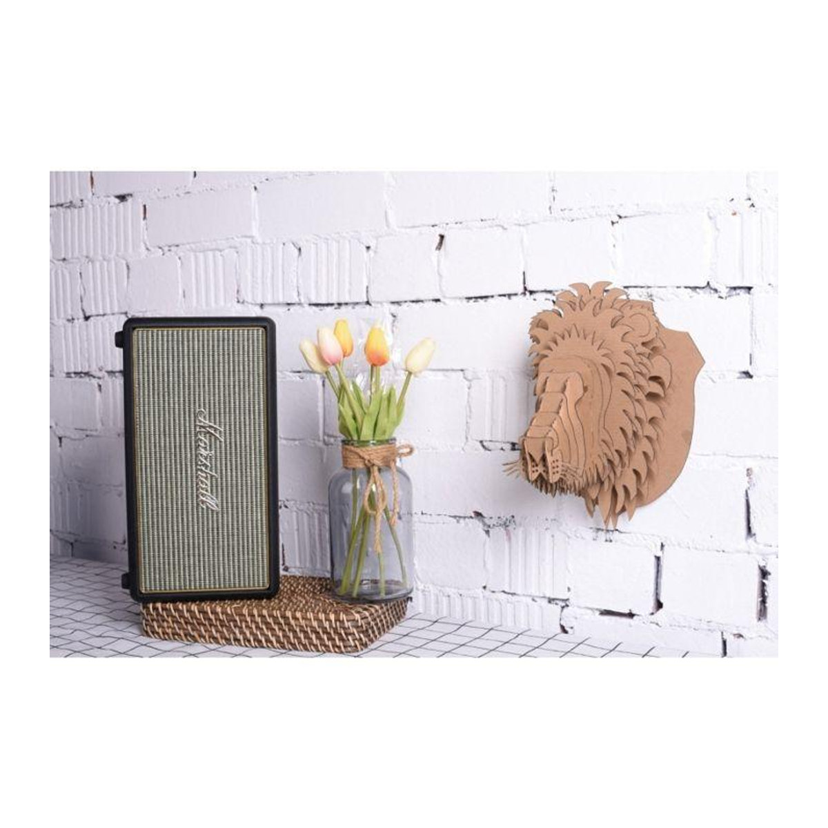 MegaCrea Trophée Lion aus Karton in Braun, B/T/H: 25 x 32 x 24 cm - Bild 2
