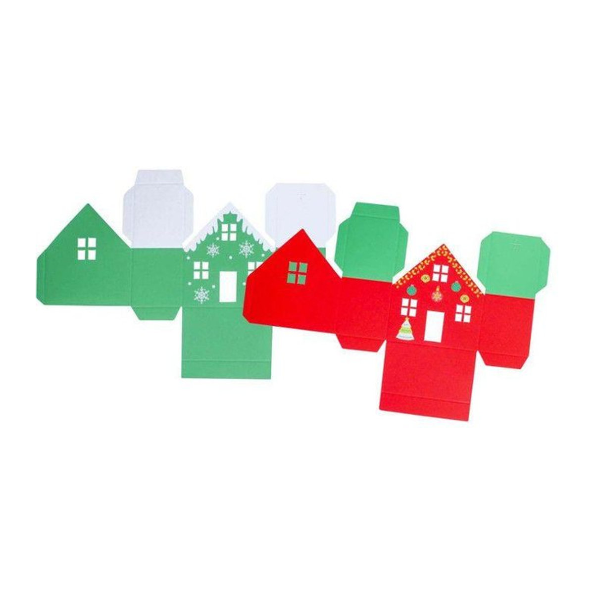MegaCrea Weihnachtsgirlande mit LED-Beleuchtung und reinfarbigen Papierhäusern - Bild 1
